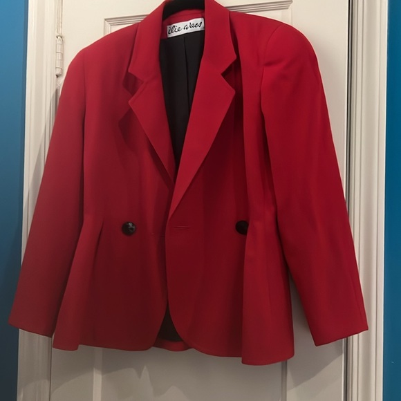 Vintage red double breasted peplum jacket, Sz 6 - Picture 2 of 2